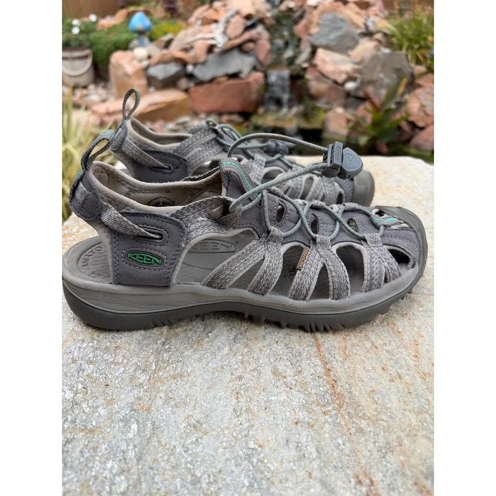 Keen Whisper Sandals Womens 8 Grey Teal Waterproof Hiking Water Shoes 1022814